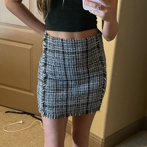 Black tweed plaid skirt
